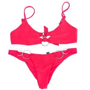 Beach Bunny Lexi Bralette Top & Nadia Skimpy Bottom Bikini Set in Popstar Pink